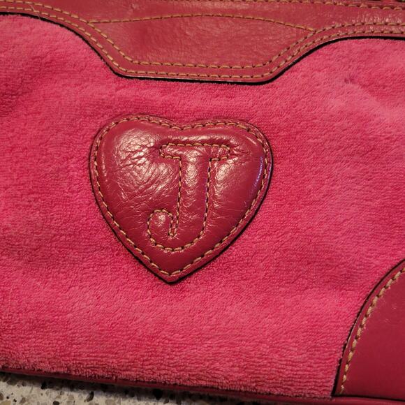 Juicy Couture Pink Velour Leather 09 Charge It! Chain Charm Y2K Wristlet Clutch - Picture 7 of 13